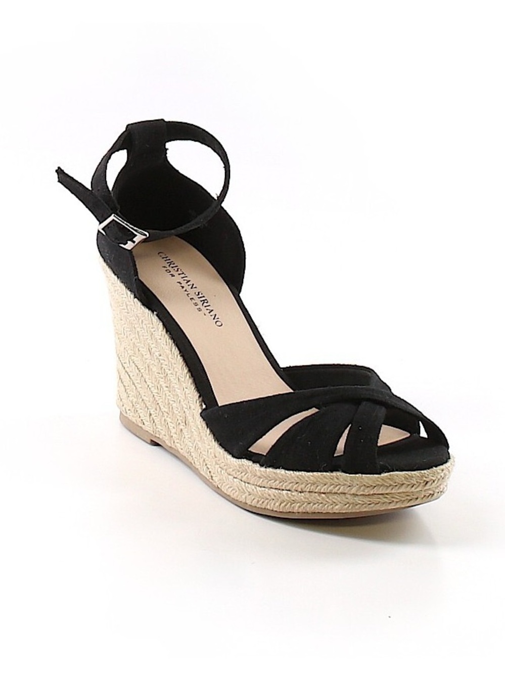 Christian Siriano Black Espadrille Slingback Wedge - Size 8